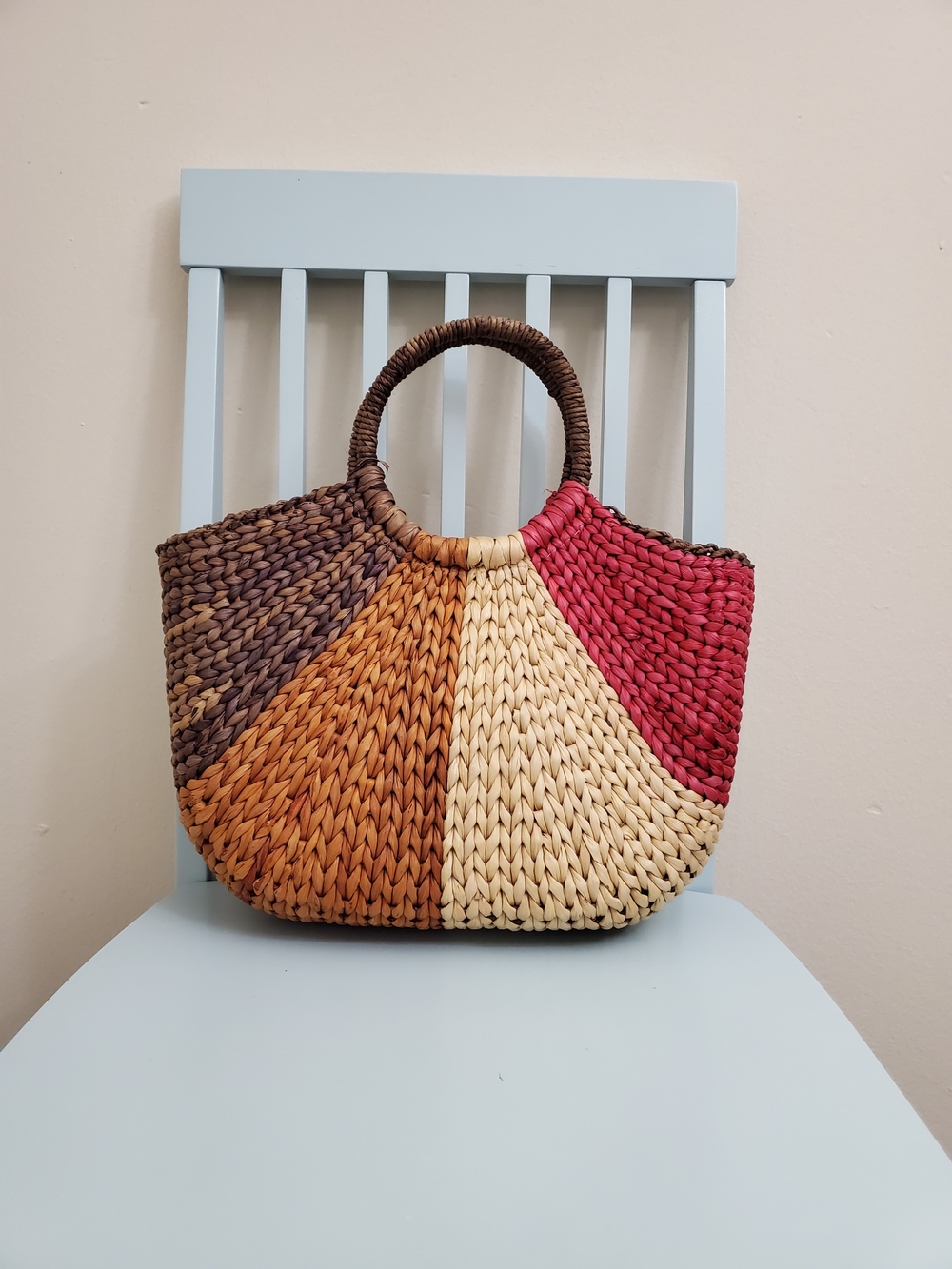 Liz Claiborne Multicolor Woven Straw Tote Bag with Round Handles